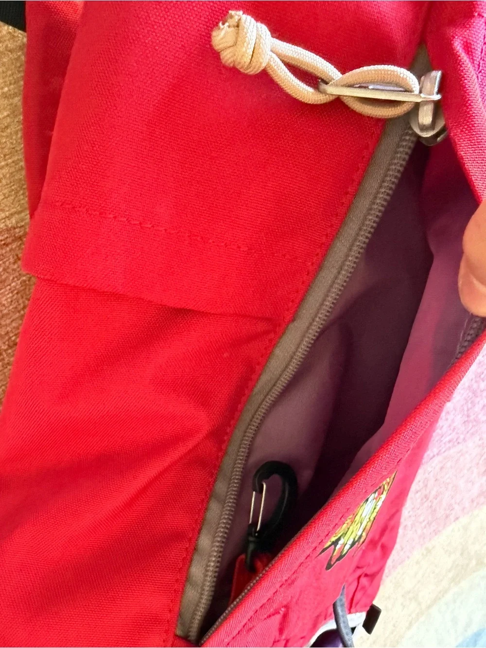 Red Men's Backpack with Shaka Patch( custom put on)